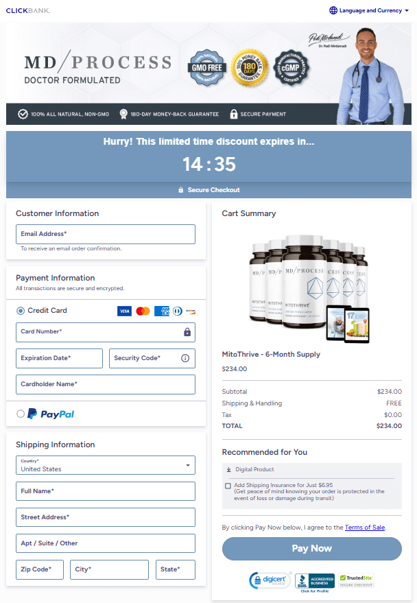 MitoThrive order page